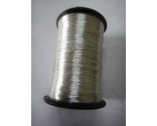 SILVER - Spool of Shiny Metallic Thread Yarn - For Crochet Sewing Embroidery Handwork Artwork Jewelry